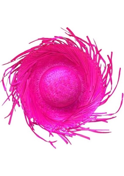 Tropikal Parti Fuşya Hasır Hawaii Şapkası fırsatları