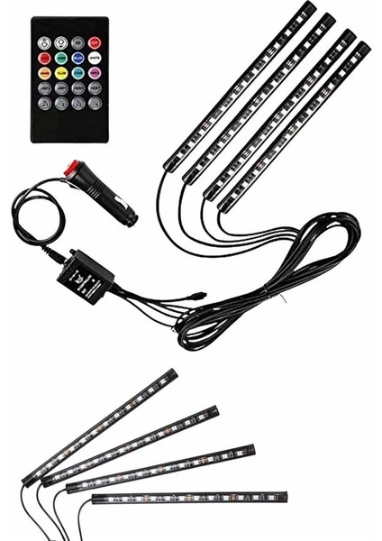 12 Ledli Rgb Işıklı Araç Içi Ayak Altı LED Oto Ampul Kumandalı 7 Renk indirimleri