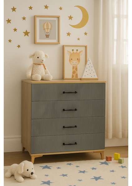 Ege MDF Çekmeceli Şifonyer | Fonksiyonel ve Kaliteli Tasarım | Ağaç Ayaklı, Dayanıklı MDF Gövde | Modern Genç Odası ve Çocuk Odası İçin Şık Depolama Alanı | Arion Kids Kalitesiyle