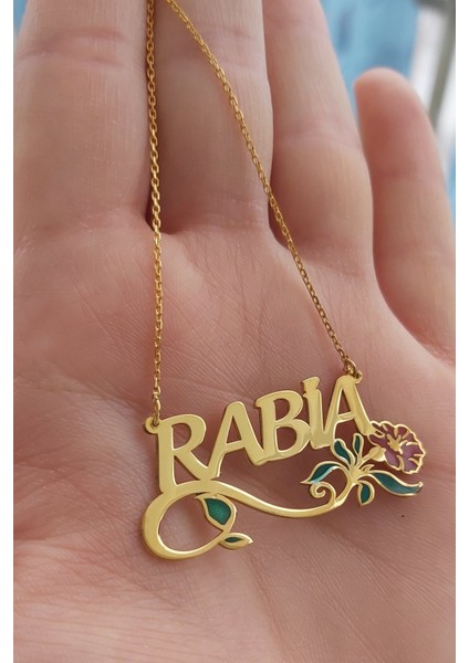 925 Ayar Gümüş 24 Ayar Altın Kaplama Isimli Karanfil Kolye