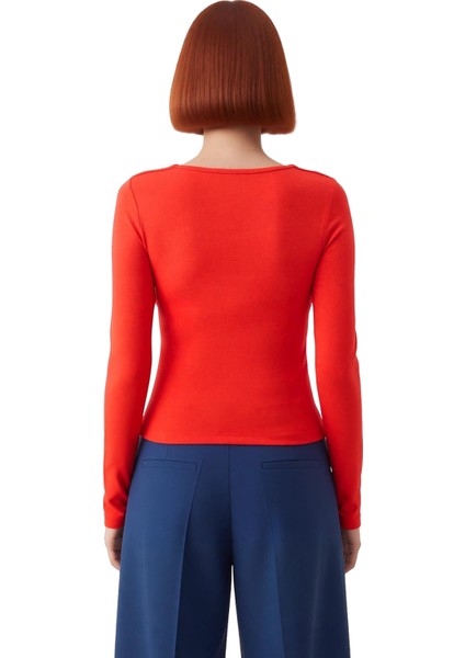 Kadın Slim Fit Kare Yaka Uzun Kollu Örme Üst Kaliteli Şık Rahat Modern Zarif Günlük modelleri