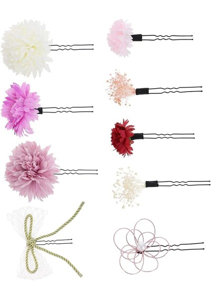 1 Başlık Ipek Çiçek Saç Tokası Gelin Dekoratif Saç Tokası Gelin Inci Saç Aksesuarları Japon Saç Sopa Çiçek U Pimleri Kimono Saç Takı Mor Korunmuş Çiçek Japonya Mizuhiki Plastik