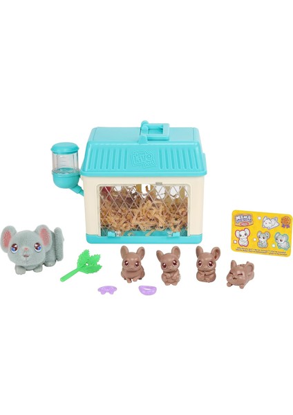 Live Pets - Mama Surprise Minis. Feed And Nurture A Lil' Mouse Inside Their Hutch So She Can Be A Mama. She Has 2, 3, Or 4 Babies With Surprise Accessories To Dress Up The Babies