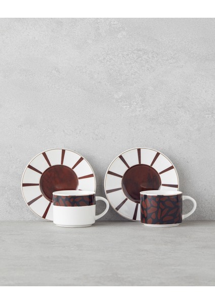 Isolde New Bone China 4 Parça 2 Kişilik Kahve Fincan Takımı 100 ml Kahverengi fiyatları