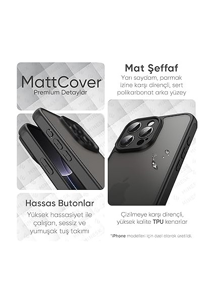 iPhone 13 ile Uyumlu Mattcover Serisi Arkası Mat Polikarbonat Kenarları Silikon ve Köşeleri Güçlendirilmiş Kamera Korumalı Ince Silikon Kılıf (Düz, 13) indirimleri
