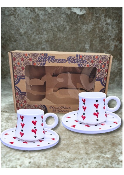El Yapımı 2 Kişilik Lüks Kahve Fincanı Hediye Seti – Kalpli Tasarım fiyatları