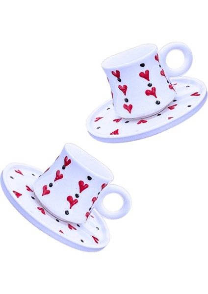 El Yapımı 2 Kişilik Lüks Kahve Fincanı Hediye Seti – Kalpli Tasarım modelleri