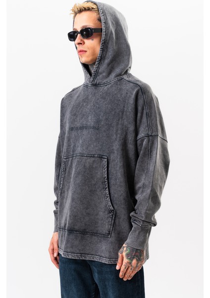 Erkek Antrasit Yıkamalı Oversize Sweatshirt Kapüşonlu modelleri