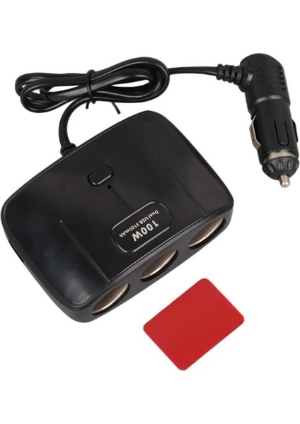 1635 12-24V Çift USB Girişli 100W 70 cm Kablolu 3'lü Araç Çakmak Çoklayıcı 100X66X40MM indirimleri