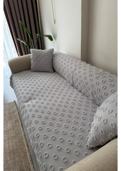 Konik Kırlent Kılıfı Hediyeli 170X210 cm Pamuklu Koltuk Örtüsü Gri fiyatları