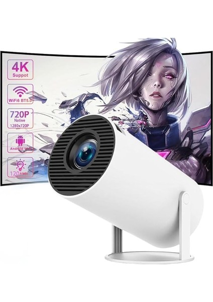 HY300 Projeksiyon Wifi 6 Bt5.0, Android 11.0 Işletim Sistemiyle Desteklenir, Ev Sineması Projeksiyon, Otomatik Kilit Taşı Düzeltme, 23 Inch'e Kadar Ekran Küçültme