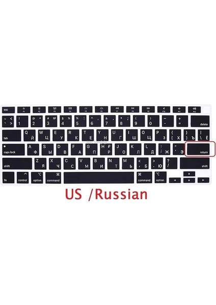 Rusça Klavye Koruyucu Macbook Air M1 13 Inç 2020 (Touchıd'li Air) A2337 A2179 Us Enter ile Uyumlu Siyah modelleri