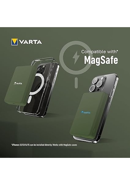 Power Bank 5.000MAH, Powerbank Magnetico, Mag Pro Power On Demand, Caricabatterie Portatile Con USB C, Compatibile Con Magsafe E Qi Standard (Per Compatibilità Con iPhone E Android), Verde indirimleri