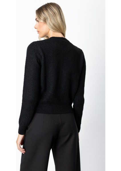 Kadın Düğmeli Sıfır Yaka Hırka 63903 Siyah fırsatları