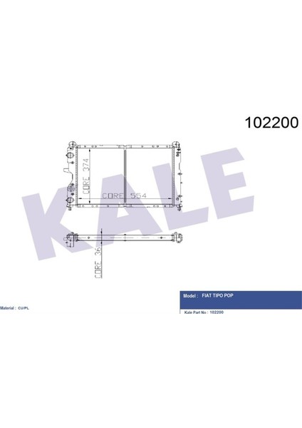 -0118182AL-102200 - Su Radyatörü Fıat Tıpo Pop Fıre 1.1 1.6s,sx,slx 88=> (Mt) (Nac) [mekanik] [378X322X32]