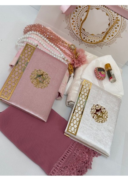 Pembe-Beyaz Damat Bohçası, Gelin Bohçası, Seccade Seti, Nişan Bohçası, Çeyizlik Set, Çeyizlik Seccade modelleri