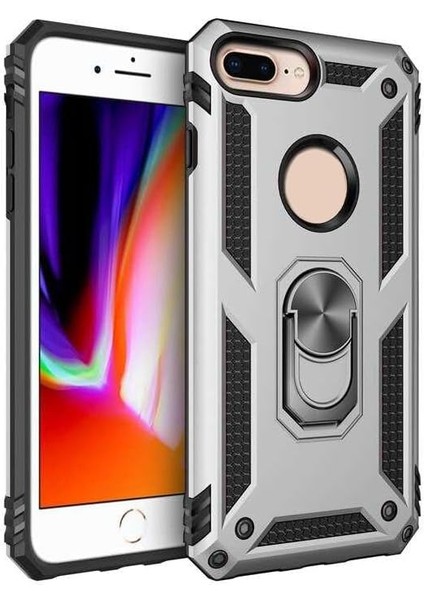 iPhone 8 Plus Kılıf Silikon Darbeye Karşı Dayanıklı Koruma Tank Kap Gri