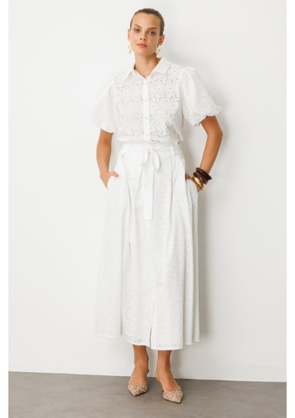 Pamuklu Fisto Uzun Etek-Kemık fırsatları