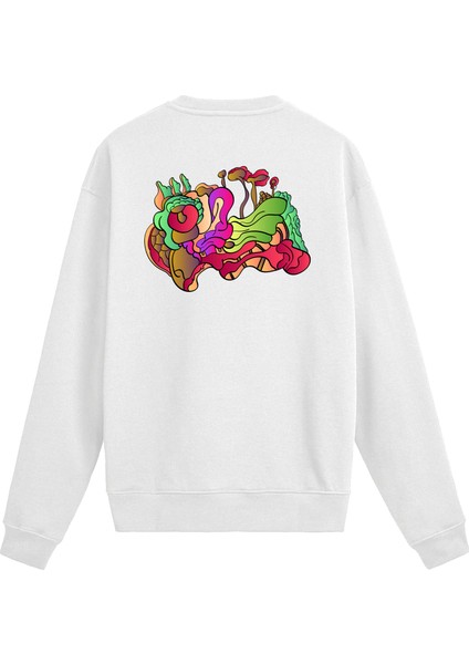Sırt Baskılı Soyut Figür Tasarımlı Sweatshirt
