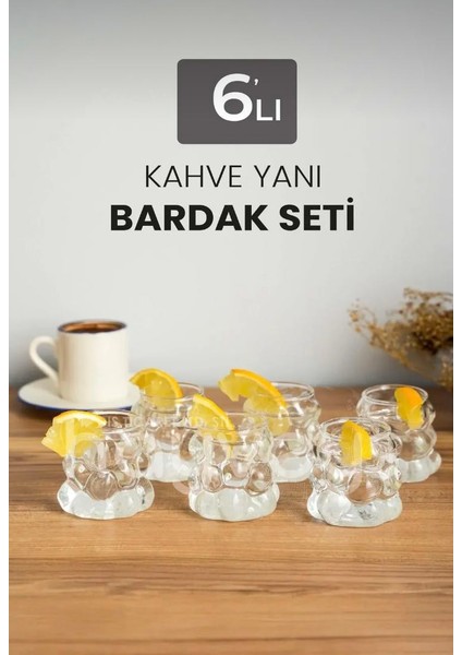 6'lı Üzüm Bardak Seti, Bubble Bardak, Bulut Bardak, Kahve Yanı Sunum Bardağı