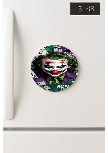Desenli Temalı Yuvarlak Buzdolabı Magnet – 10X10 cm Joker Smıle