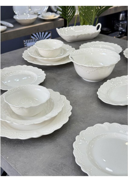 King Koleksiyon Porselen 30 Parça 6 Kişilik Yemek Takımı