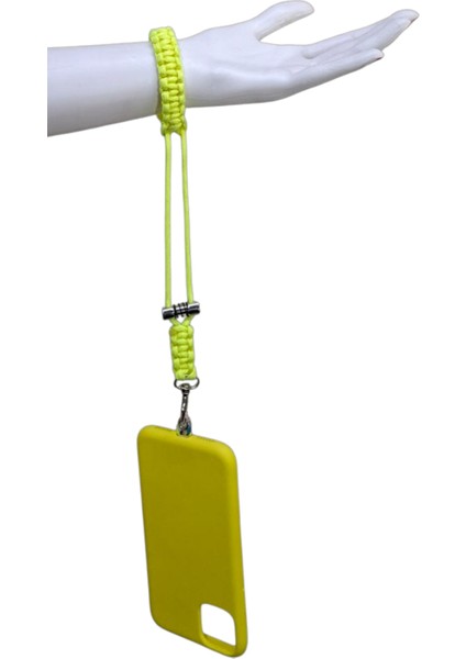 NEON SARI PARACORD BİLEKLİK TELEFON ASKISI TÜM KILIFLARA UYUMLU