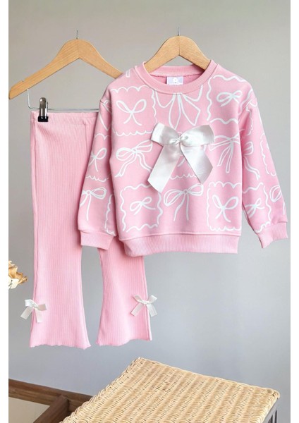 Fiyonk Detaylı Kız Çocuk 2 li takım - Açık Pembe fiyatları