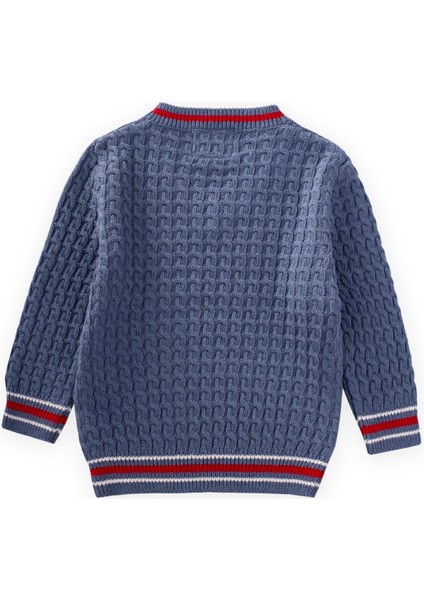 Saç Örgü V Yaka Kazak 2-9 Yaş İndigo Mavi fiyatları