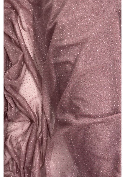 Yağmur Damlası Simli Abiye Elbise Şallık Tül Kumaş Koyu Gül Kurusu 36 fiyatları