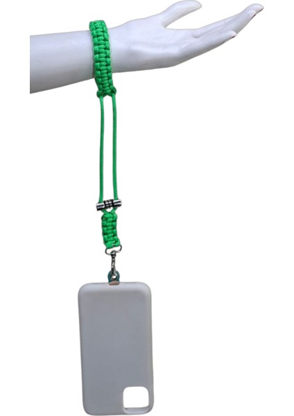 YEŞİL PARACORD BİLEKLİK TELEFON ASKISI TÜM KILIFLARA UYUMLU