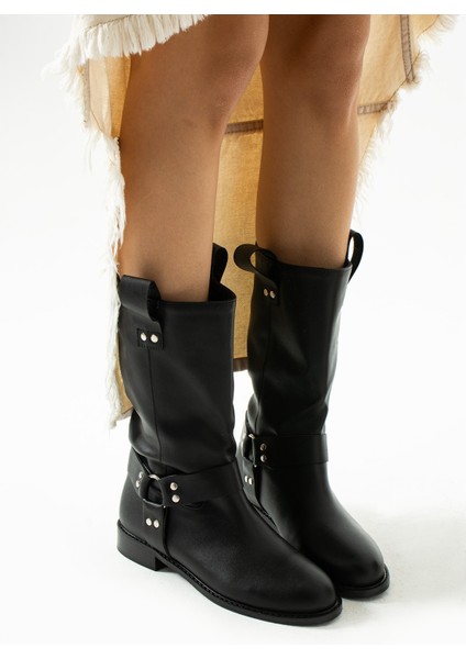 Olala Siyah Renkli Kemer Detaylı Kısa Topuklu Kadın Bot modelleri