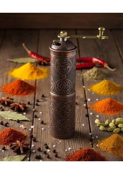 Ludıa Zamak Metal Bakır Renk 3 Lü Set Karabiber,kahve,çörek Otu El Değirmeni Öğütücü Grinder S2