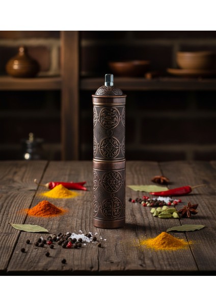 Ludıa Zamak Metal Bakır Renk 3 Lü Set Karabiber,kahve,çörek Otu El Değirmeni Öğütücü Grinder S2