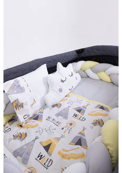 Örgülü Park Beşik Uyku Seti Ahşap Örgülü Beşik Seti Tüm Beşiklere Uygun 70X110 70X120 70X130 60X120 fırsatları