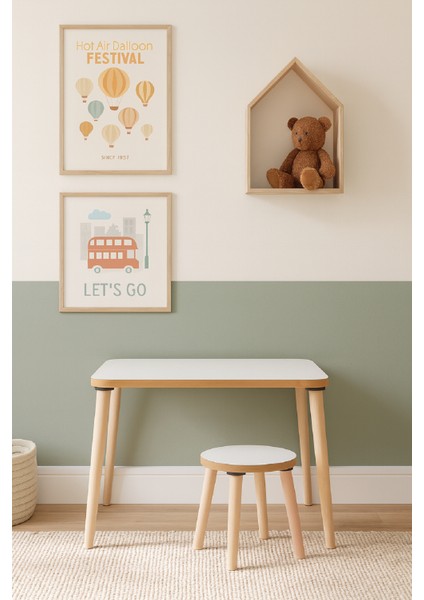 Çocuk Aktivite Masası, Etkinlik Masası, Çocuk Düz Çalışma Masası- Sandalye Takımı Yaz- Sil Yüzey indirimleri