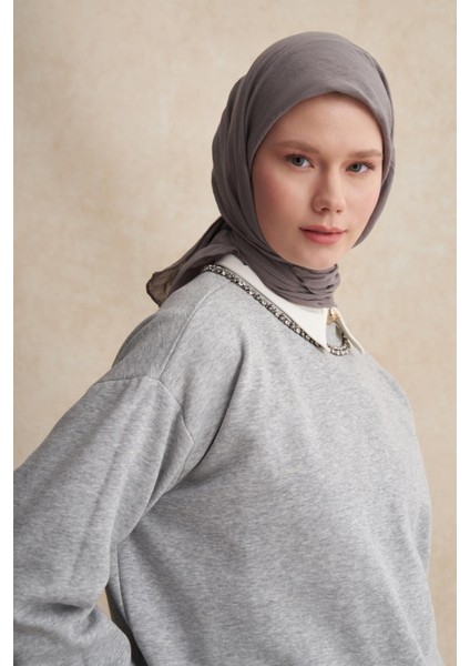 Organik Kırışık Eşarp Küllü Gri