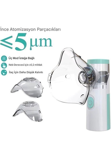 Taşınabilir Mesh Nebulizatör Şarjlı 3 Kademeli Sessiz Aeroterapi Cihazı – Çocuk & Yetişkin Uyumlu modelleri