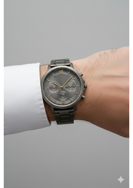 Erkek Kol Saati Antrasit Renk, Antrasit Kadran - Şık Metal Kordon, 2 Yıl Garantili modelleri