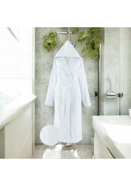 Lorien Pamuklu Kapüşonlu Midi Boy Bornoz