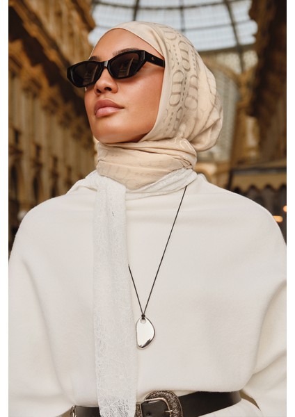 Luxe Desen Liora Pamuk Şal Bej