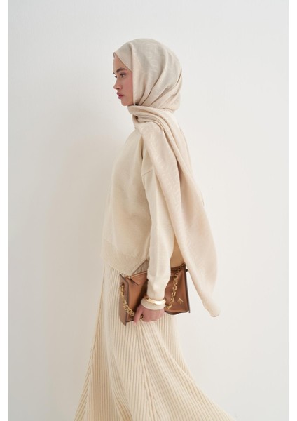 Luxe Desen Liora Pamuk Şal Bej modelleri