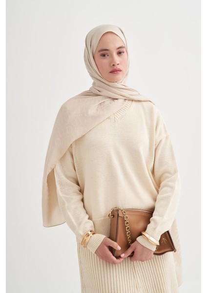 Luxe Desen Liora Pamuk Şal Bej fırsatları