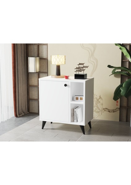 Raflı Komodin Modern Dekoratif Çok Amaçlı
