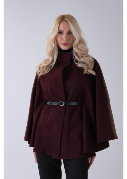 Mürdüm Hakim Yaka Tek Düğmeli Kemerli Panço 31050725.21