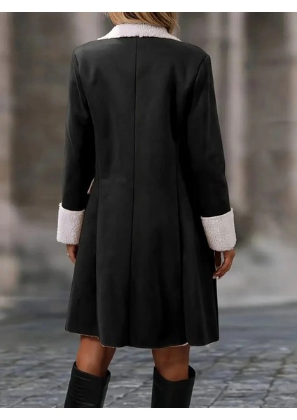 Kadın Uzun Kollu Yakalı Düğmeli Süet Mini Manto fırsatları