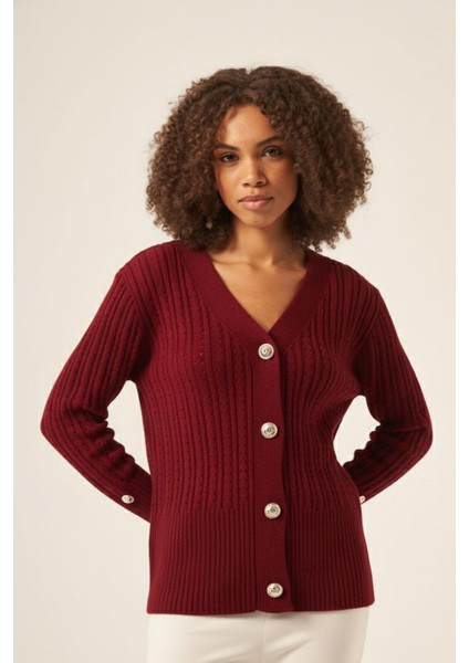 Kadın Saç Örgü Hırka Bordo 25237 fiyatları