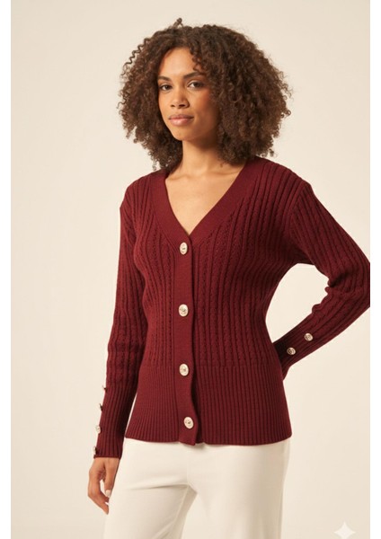 Kadın Saç Örgü Hırka Bordo 25237 modelleri