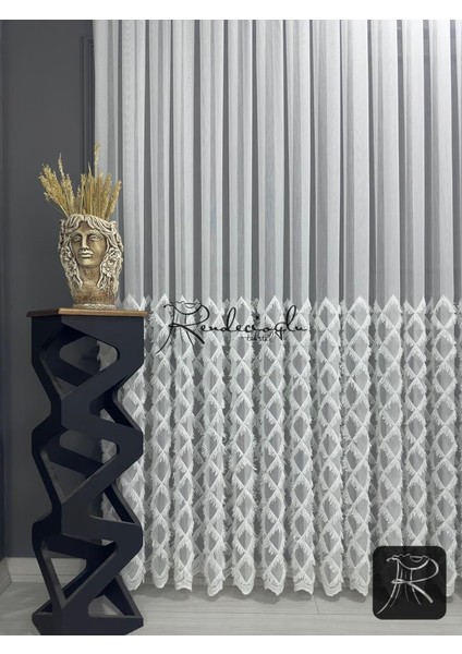 Tül Perde Brillant Marka Püsküllü Etek Geniş Işleme Bakpüs Desen