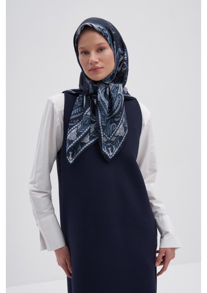 Emera Indigo Mulbary Ipek Eşarp